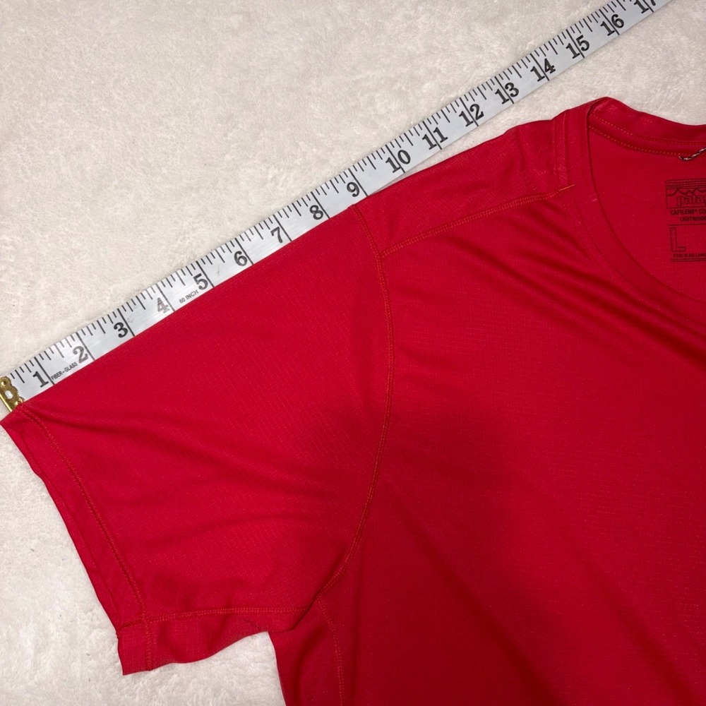 PATAGONIA Capilene Cool Lightweight Shirt Mens L Red Fast Drying Athletic Tee - Picture 10 of 10